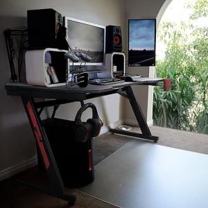Madri Oak/Black Gamer Desk 